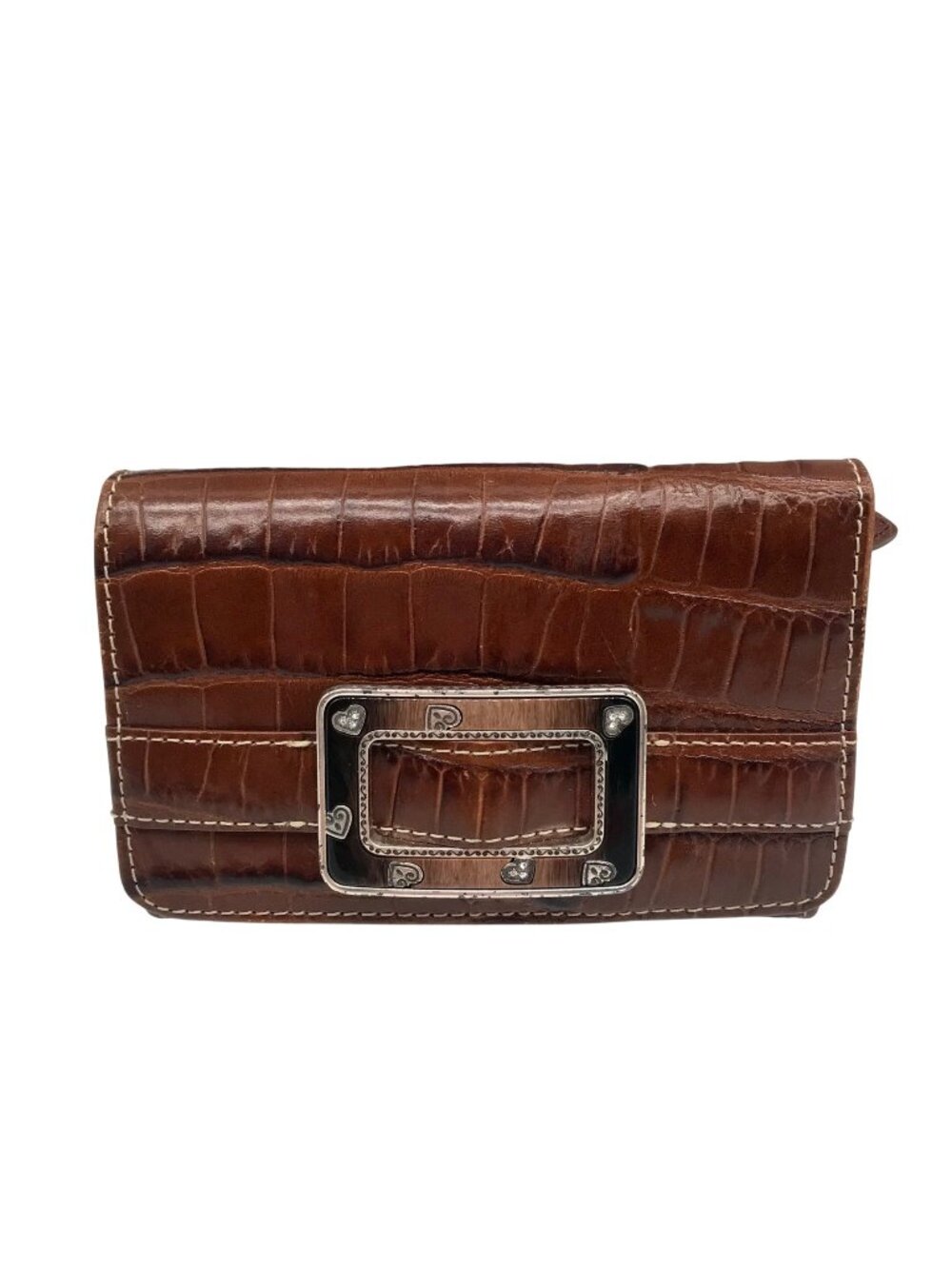 Brighton Brown Croc Embossed Leather Convertible Wallet